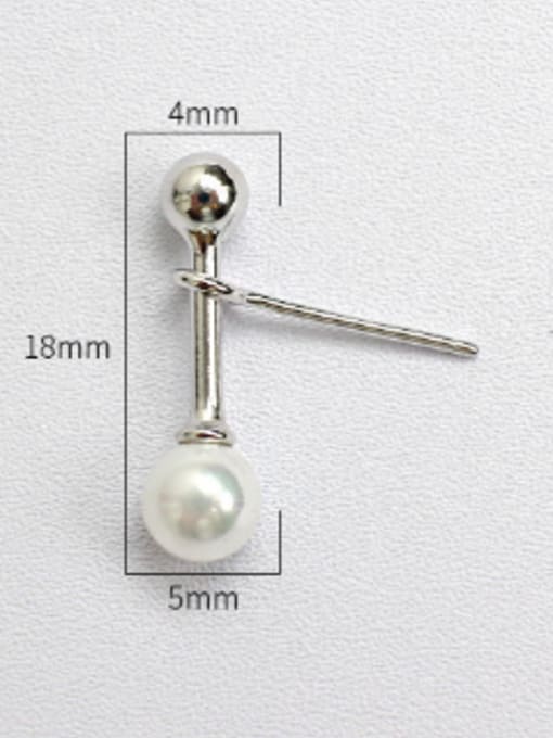DAKA Simple White Artificial Pearl Silver Stud Earrings 2