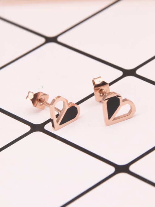 GROSE Love Hearts Black Agate Stud Earrings 2