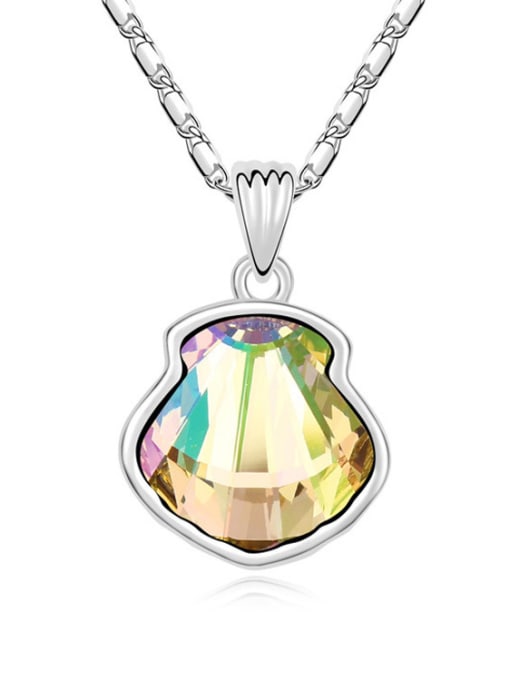 multi-color Simple Shell-shaped austrian Crystal Pendant Alloy Necklace