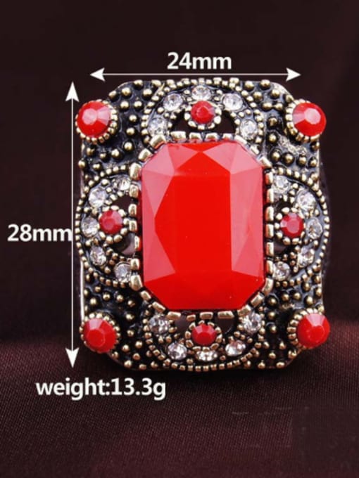 Gujin Retro style Resin stones Double Color Plated Alloy Ring 4