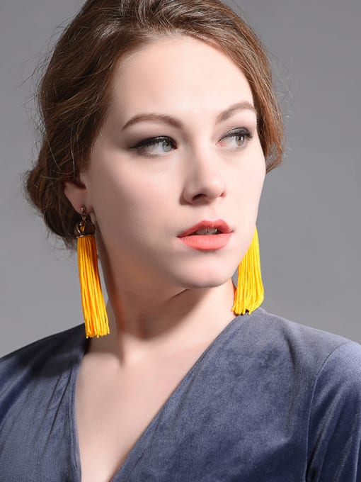 KM Elegant Long Tassel Temperament Fashion Drop Earrings 2