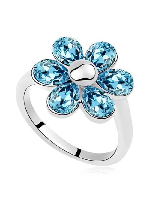 QIANZI Fashion austrian Crystals Flowery Alloy Ring 3