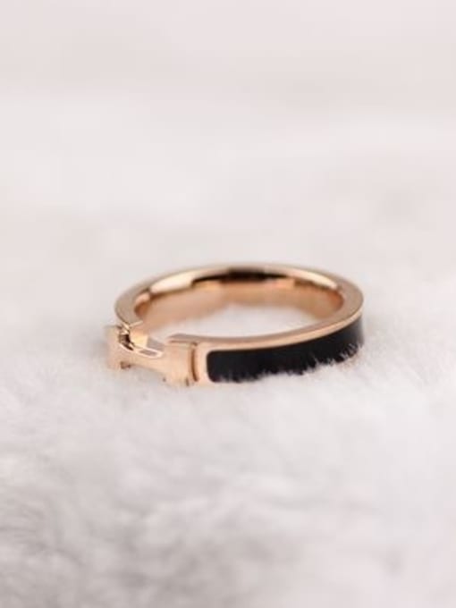 GROSE Black Enamel Fashion Smooth Ring 0