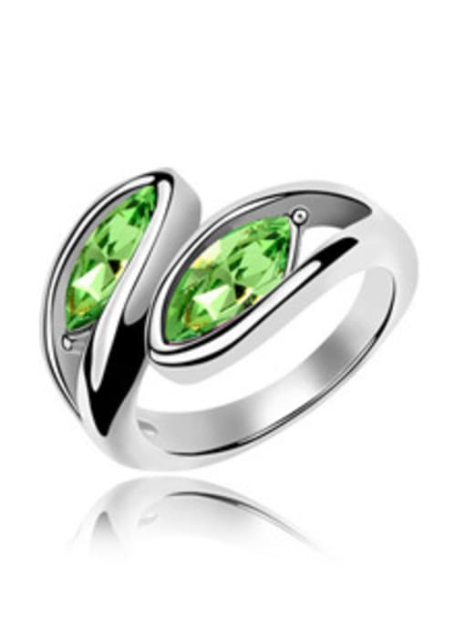 green Personalized Oval austrian Crystals Alloy Ring