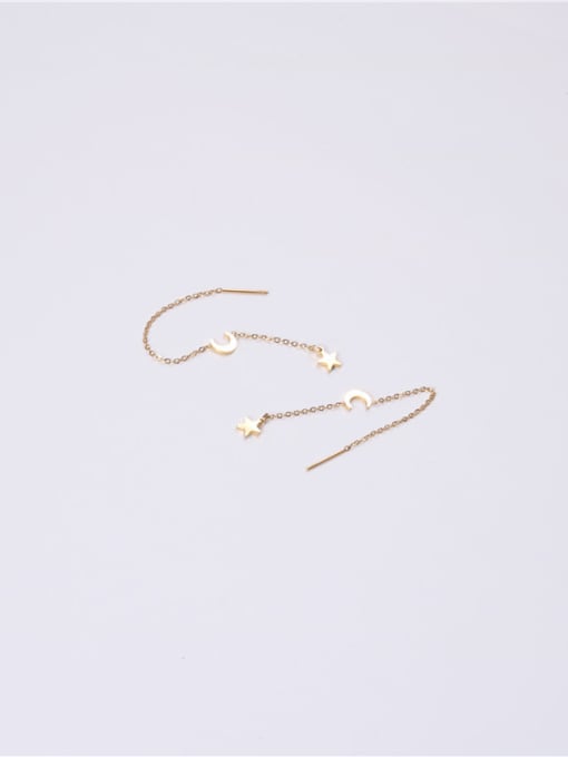 GROSE Titanium With Gold Plated Simplistic Chain Threader Earrings 2