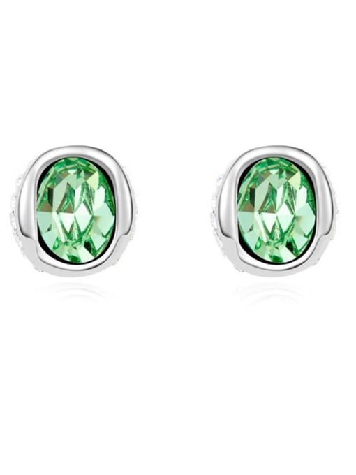 QIANZI Simple Oval austrian Crystal Alloy Stud Earrings 2