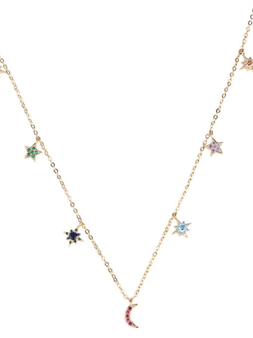 gold Copper With Cubic Zirconia Fashion Star Beaded Necklaces