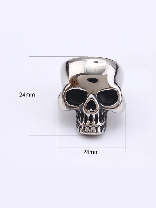 RANSSI Retro Skull Titanium Statement Ring 2