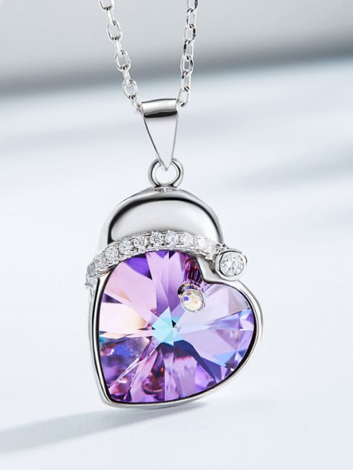 CEIDAI S925 Silver Heart-shaped Crystal Necklace 2