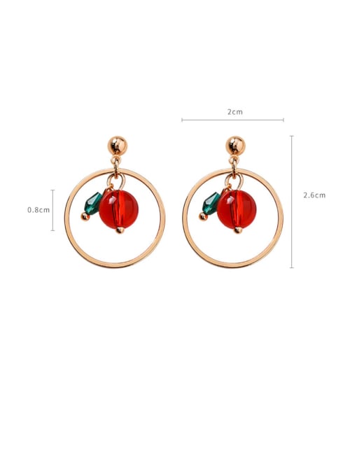 Girlhood Alloy With Rose Gold Plated Simplistic Round Cherry Drop Earrings 3