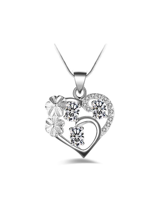 Ya Heng Fashion Hollow Heart Shiny Zirconias Copper Necklace 0