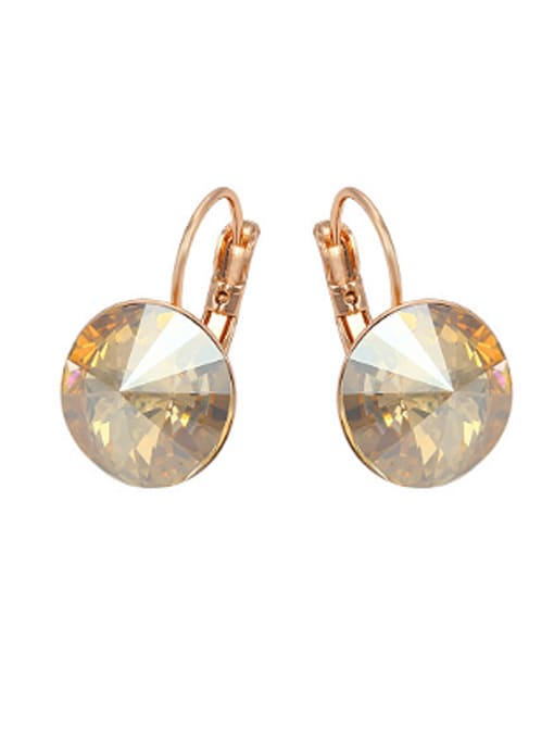 gold Fashion Austria Crystal Round Earrings