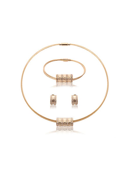 BESTIE 2018 2018 2018 2018 Alloy Imitation-gold Plated Fashion Rhinestones Three Pieces Jewelry Set 0