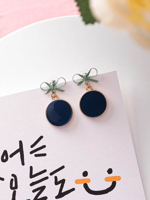 B blue Alloy With Gold Plated Cute Bowknot Drop Earrings