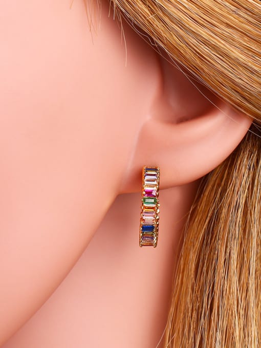 CC Copper With Cubic Zirconia Trendy Geometric Hoop Earrings 3