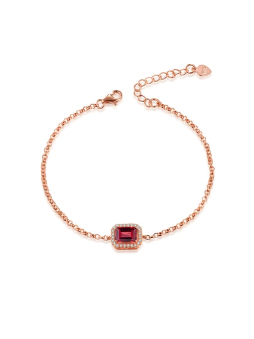 ZK Natural Garnet Rose Gold Plated Simple Bracelet 0