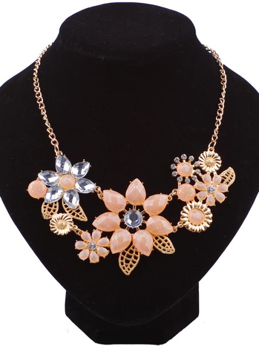 1 Fashion Elegant Resin Flowers Rhinestones Alloy Necklace