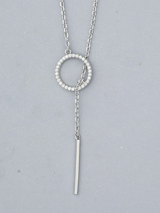 One Silver Simple Circle Zircon Necklace 3