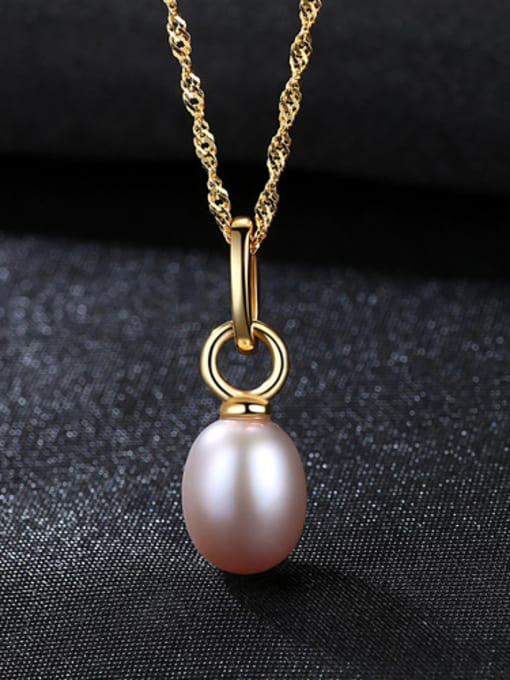Purple Pure silver 18K-gold freshwater pearl necklace