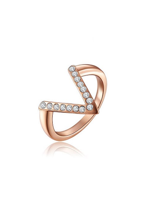 Ronaldo Delicate Letter V Shaped Austria Crystal Ring