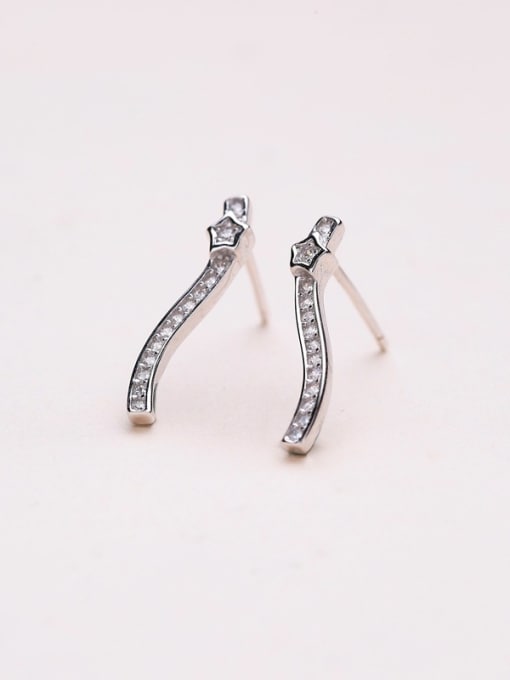 One Silver Charming Geometric Shaped Zircon Earrings 0