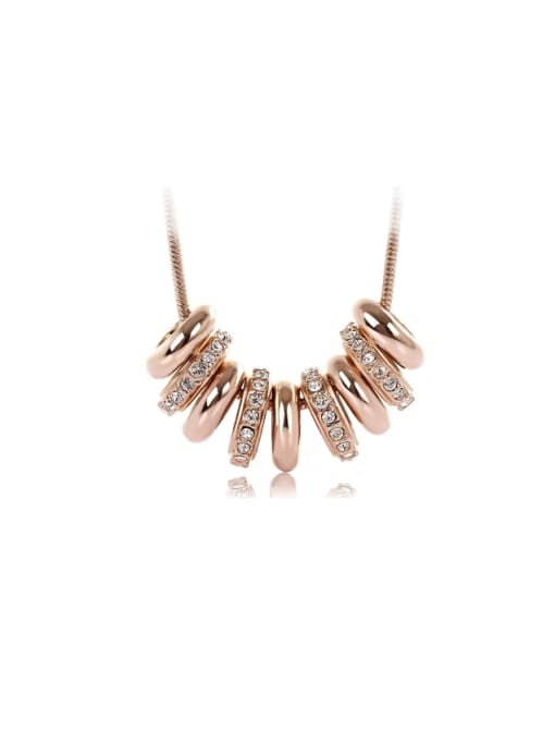 OUXI Women Trendy Rose Gold Crystal Necklace 0