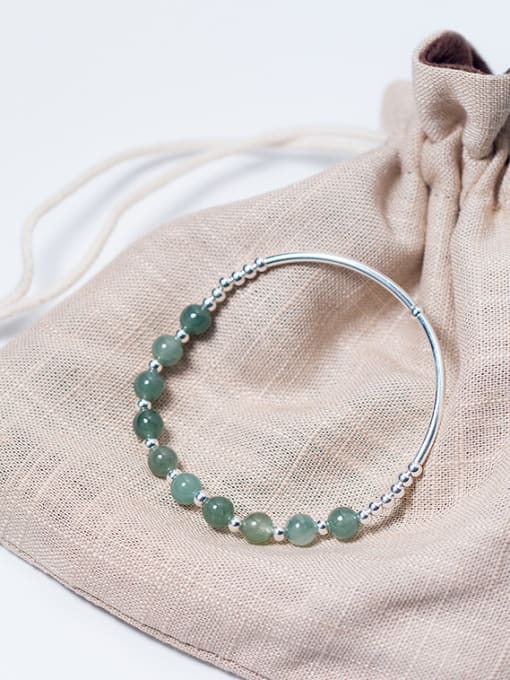 Rosh Elegant Green Crystal S925 Silver Band Bracelet 2