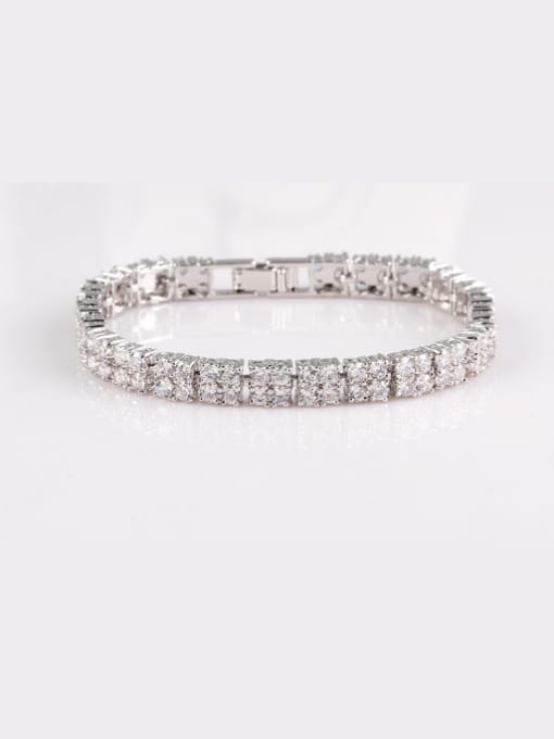 White Qing Xing Diamond AAA Round Zircon Luxury Dinner European And American Quality Bracelet,