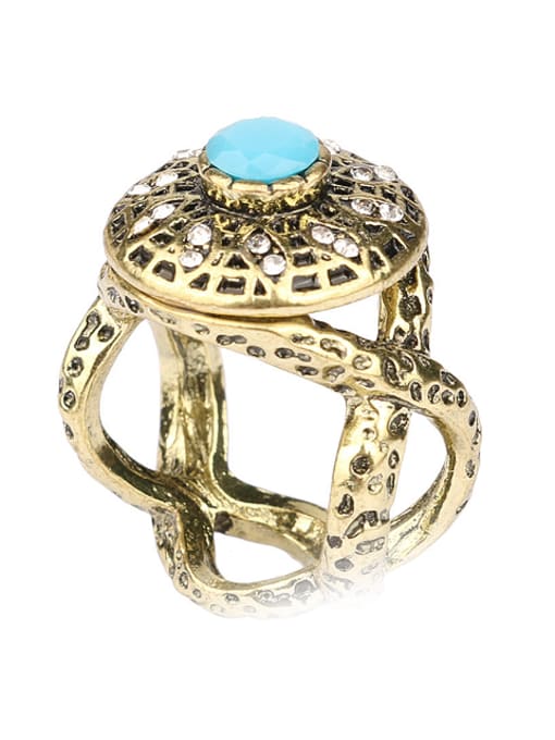 Gujin Personalized Retro style Gold Plated Resin stone Ring 2