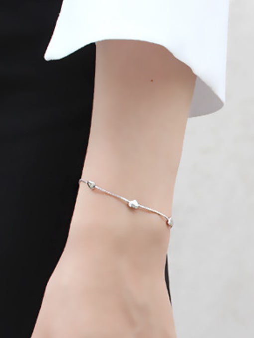 DAKA Simple Tiny Hearts Smooth Silver Women Bracelet 1