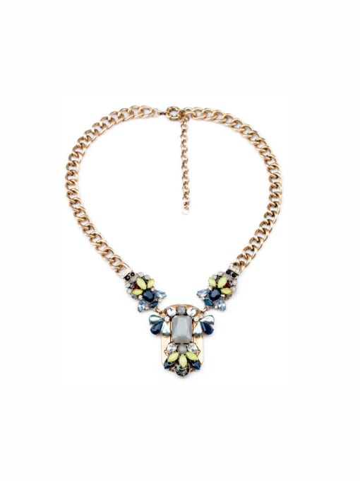 Yellow Leaves- shaped Rhinestones Alloy Necklace