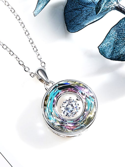 CEIDAI Fashion austrian Crystal Round Silver Necklace 2