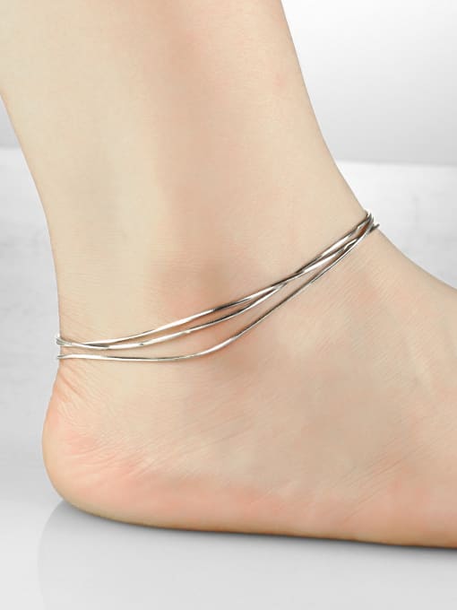 Open Sky Simple None Pendant Platinum Plated Anklet 1