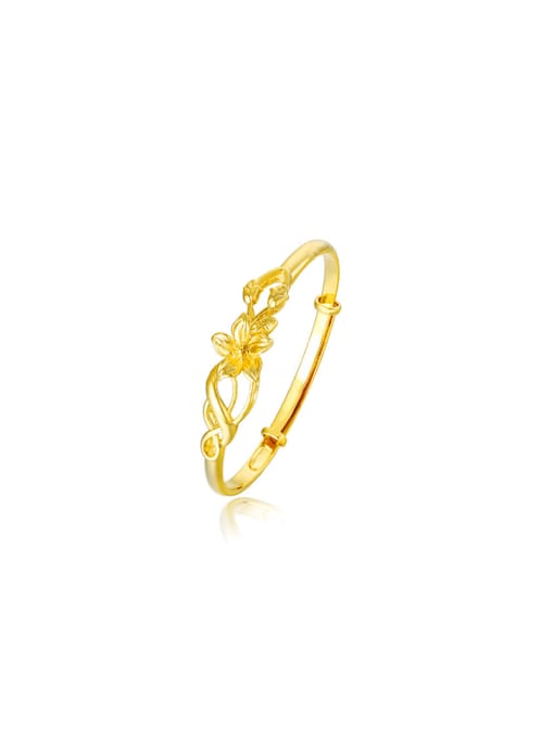 XP 2018 Copper Alloy 24K Gold Plated Classical Flower Bangle 0