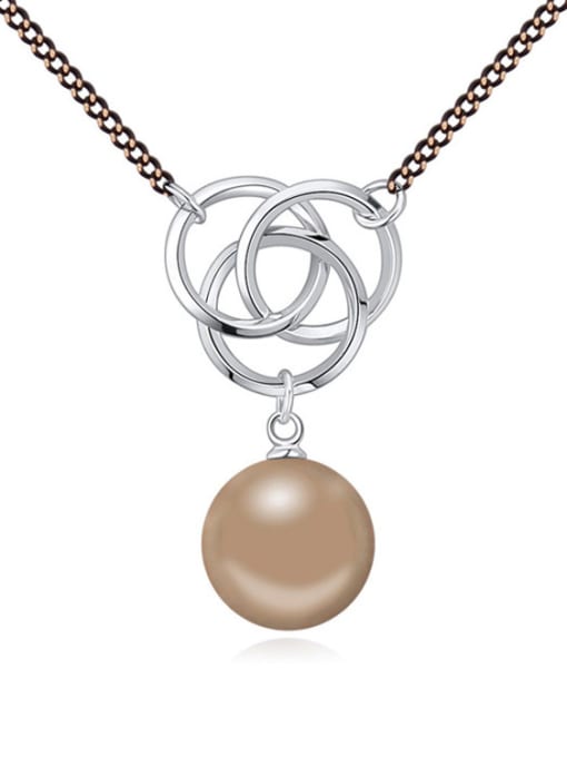 QIANZI Fashion Double Color Plated Imitation Pearl Alloy Necklace 1
