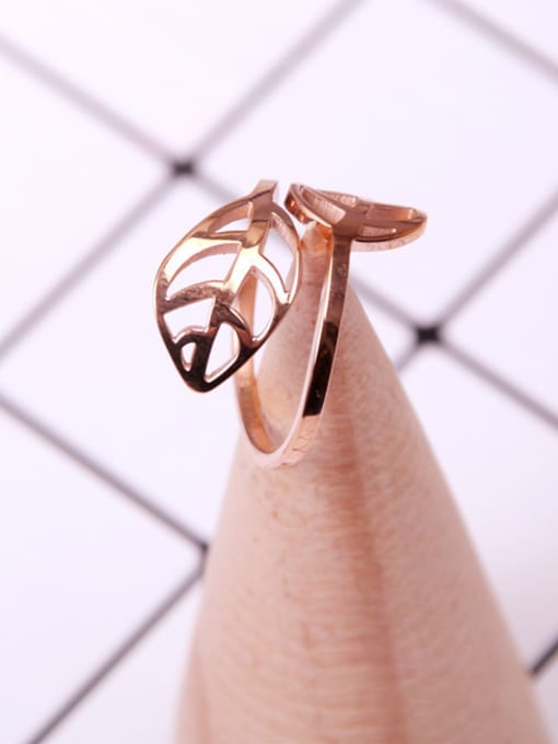 GROSE Hollow Leaves Rose Gold Opening Ring 1