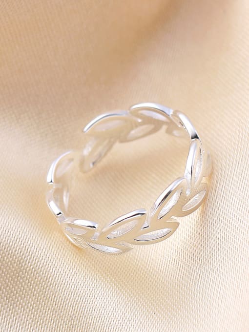 kwan S925 Silver Leaves Exquisite Opening Ring 2