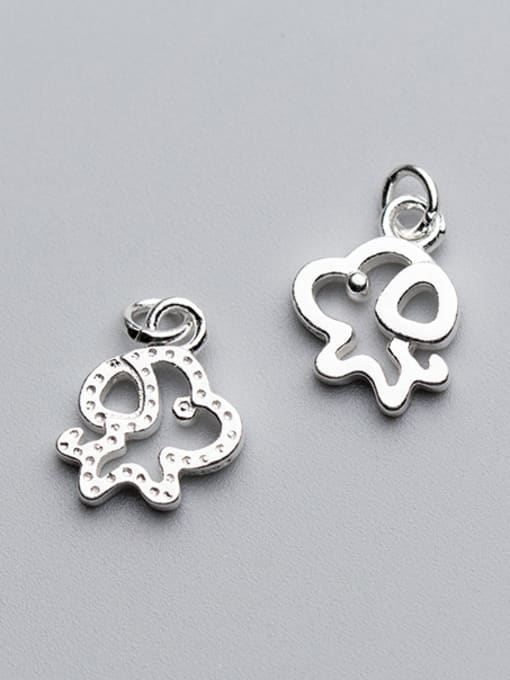FAN 925 Sterling Silver With Silver Plated Cute Animal dog Charms 0