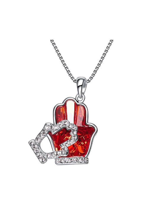 Red Personalized Tiny Gloves austrian Crystal Necklace