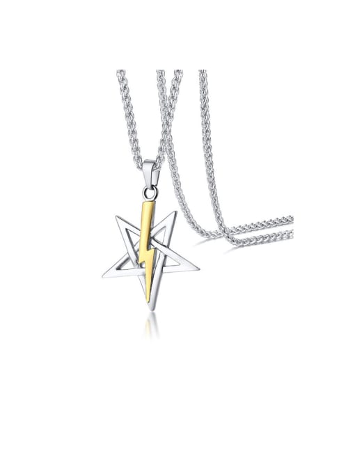 CONG Stainless Steel With Two-color plating  Simplistic Star Lightning Necklaces