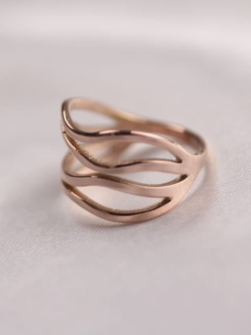 GROSE Irregular Lines Rose Gold Plated Ring 0