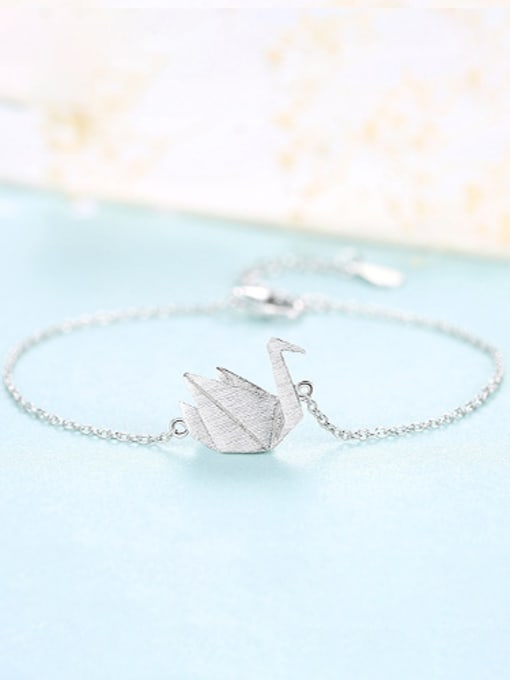 Silver 925 Sterling Silver With Glossy Simplistic  Swan Bracelets