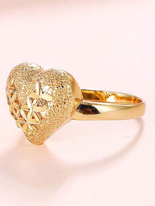XP Copper Alloy 18K Gold Plated Heart-shaped Stamp Ring 1