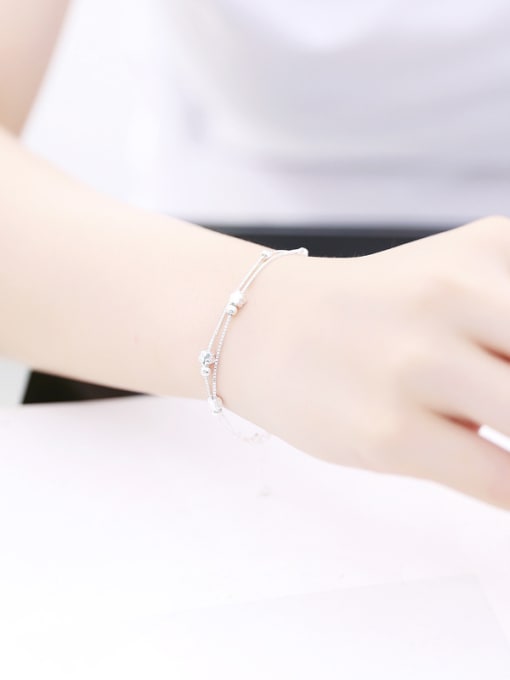 Peng Yuan Simple Tiny Flowers Silver Bracelet 2