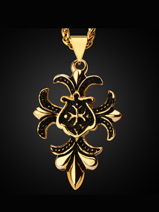 gold 2018 Retro Cross Necklace