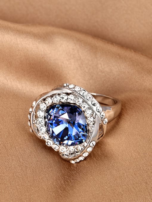blue austrian Crystal Statement Ring