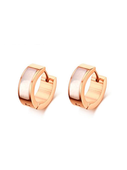 CONG Fashionable Rose Gold Plated Shell Titanium Clip Earrings 0