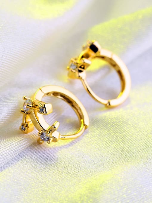 Open Sky Fashion Little Anchor Zircon Gold Plated Earrings 2
