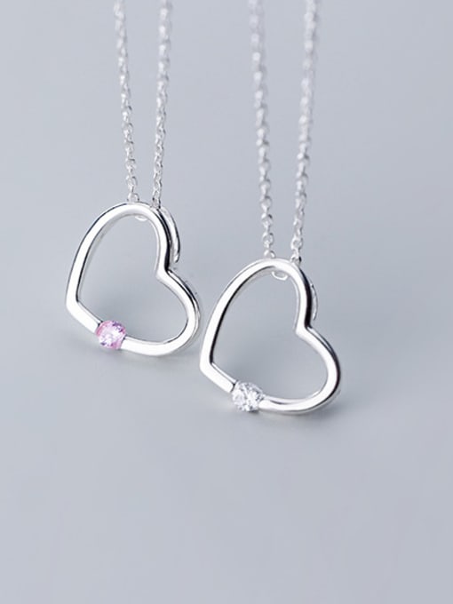 Rosh 925 Sterling Silver With Silver Plated Simplistic Heart Necklaces 2