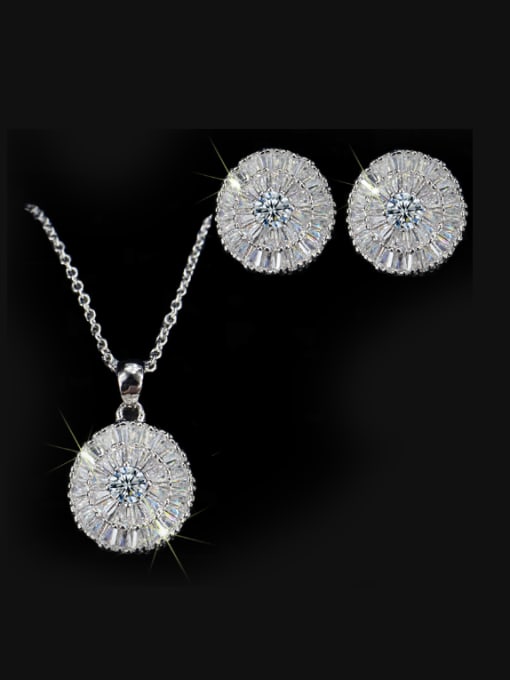 L.WIN Noble Round Shaped stud Earring Necklace Jewelry Set 3